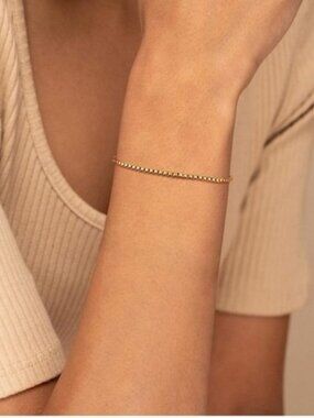 Gold 18k Gold Plated Box Chain Bracelet